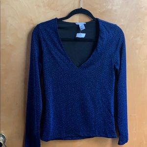 H&M blue v‎ neck top